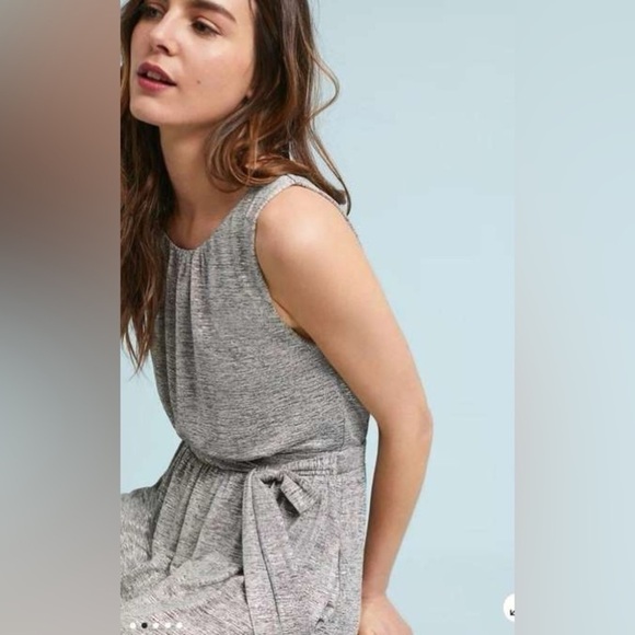 Anthropologie Meadow Rue Womens Alchemist Jumpsuit Metallic Silver Stretch - Picture 4 of 13